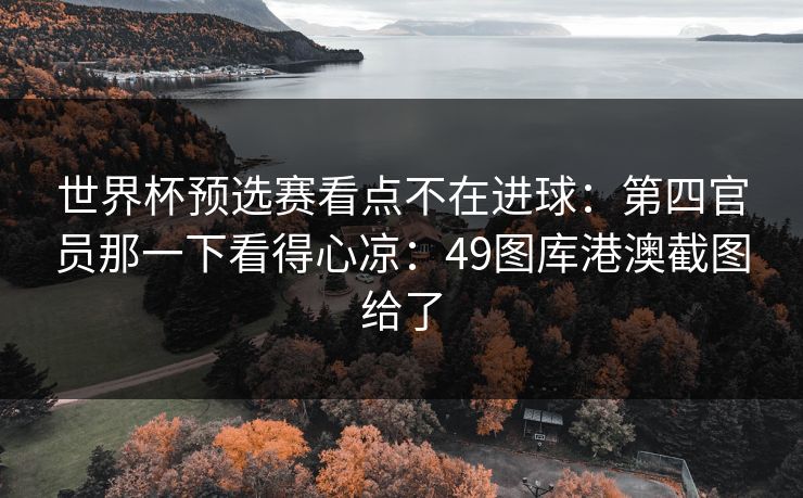 世界杯预选赛看点不在进球:第四官员那一下看得心凉:49图库港澳截图给了 世界杯预选赛看点不在进球:第四官员那一下看得心凉:49图库港澳截图给了