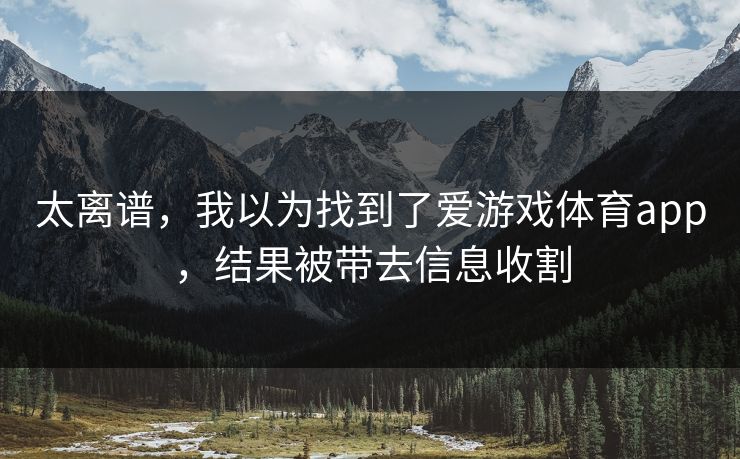 太离谱，我以为找到了爱游戏体育app，结果被带去信息收割
