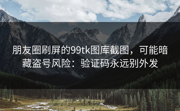 朋友圈刷屏的99tk图库截图，可能暗藏盗号风险：验证码永远别外发