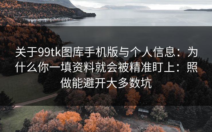 关于99tk图库手机版与个人信息：为什么你一填资料就会被精准盯上：照做能避开大多数坑